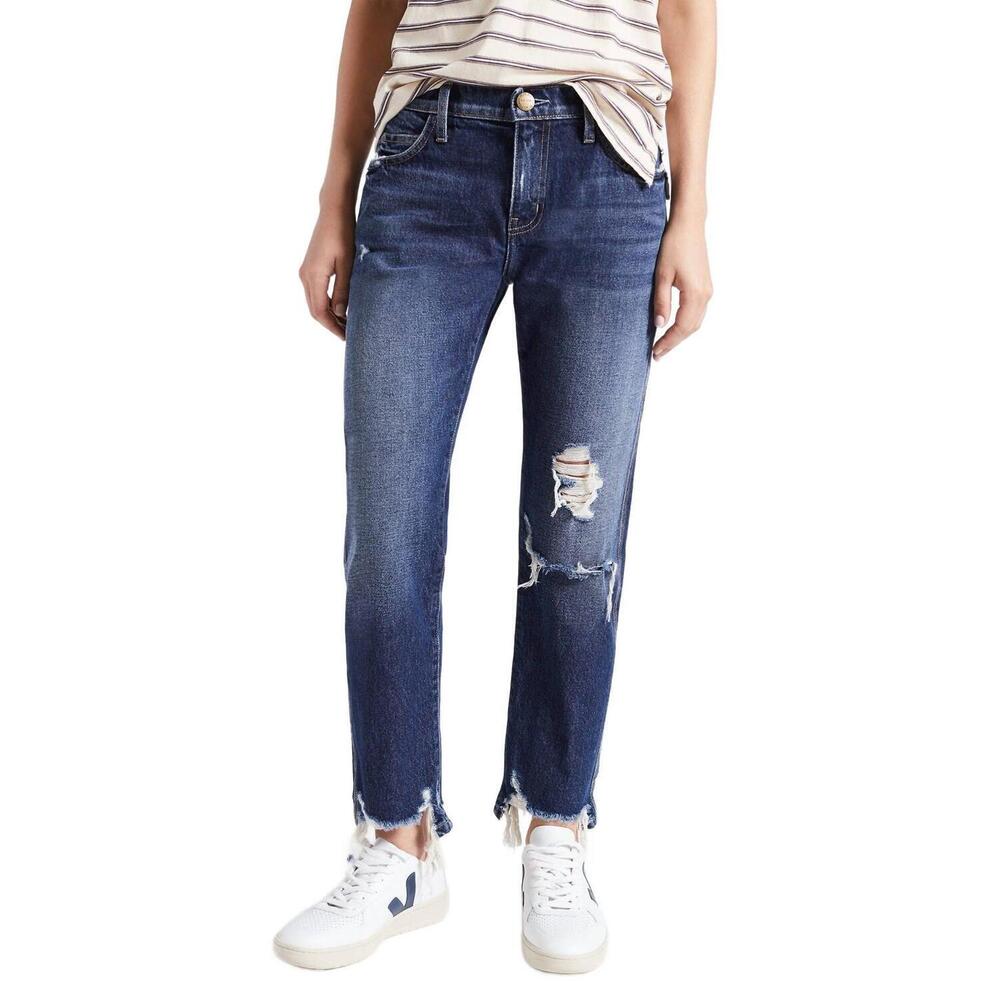NEW CURRENT/ELLIOTT the cropped straight jean in further destroyed hack hem